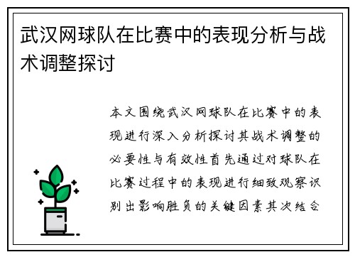 武汉网球队在比赛中的表现分析与战术调整探讨